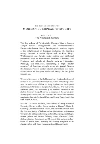 The Cambridge History of Modern European Thought, Volume 1: The Nineteenth Century