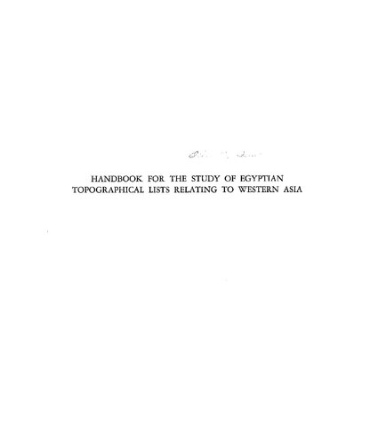 Handbook for the study of egyptian topographical lists relating to wstern asia