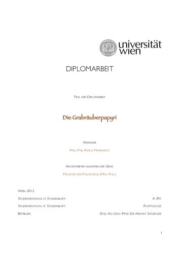 [Master's Disseration] Die Grabräuberpapyri