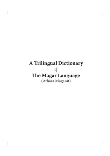 A Trilingual Dictionary of The Magar Language (Athāra Magarāt)