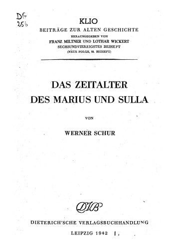 Das Zeitalter des Marius und Sulla