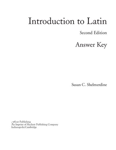 Introduction to Latin: Answer Key