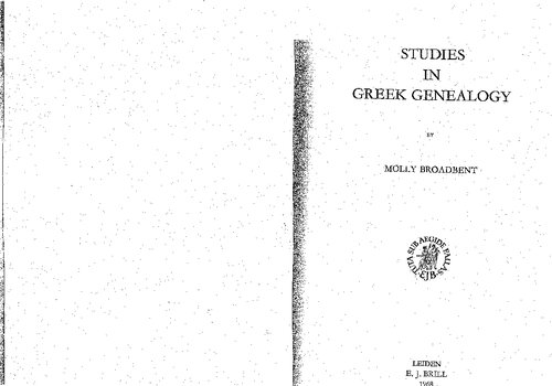 Studies in Greek Genealogy