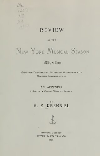 Review of the New York Musical Season 1889-1890