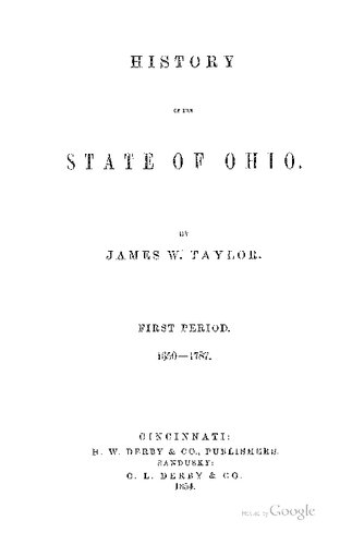 History of the State of Ohio. First Period 1650-1787