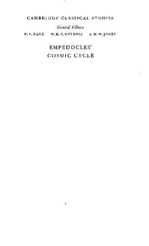 Empedocles' Cosmic Cycle: A Reconstruction from the Fragments and Secondary Sources