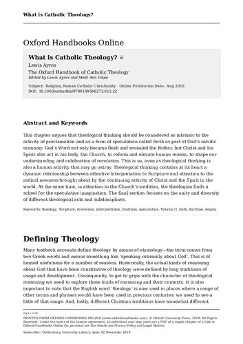 The Oxford Handbook of Catholic Theology