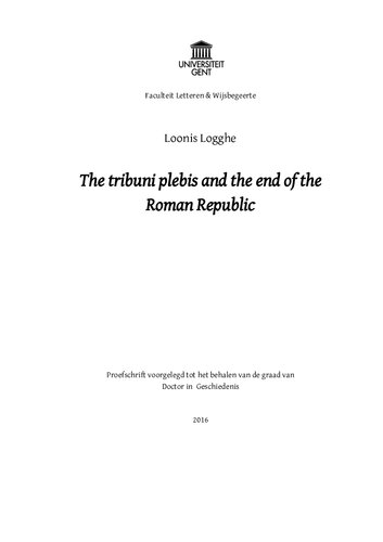 The tribuni plebis and the end of the Roman Republic