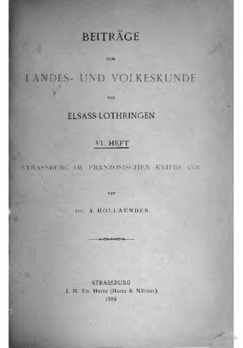 Strassburg im Französischen Kriege 1552