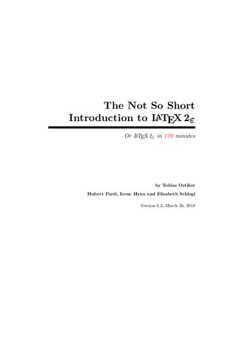 The Not So Short Introduction to LATEX 2ε (2016)