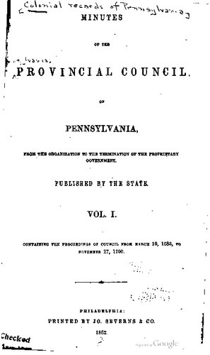 Minutes of Provincial Council of Pennsylvania