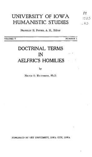 Doctrinal terms in Aelfric's homilies,