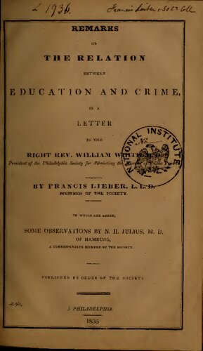 Remarks on the Relation between Education and Crime in a Letter to the Right Rev. William White