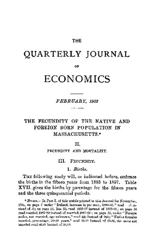 THE FECUNDITY OF THE NATIVE AND FOREIGN BORN POPULATION IN MASSACHUSETTS