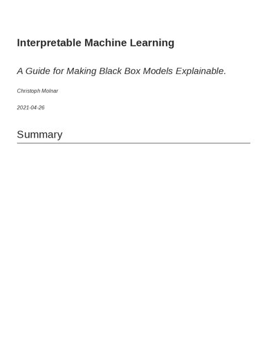 Interpretable Machine Learning