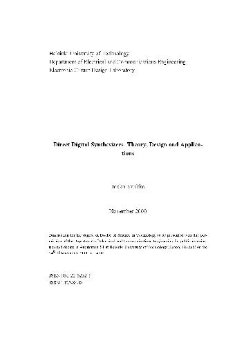 Direct Digital Synthesizers: Theory, Design and Applications