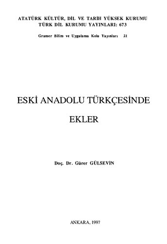 Eski Anadolu Türkçesinde Ekler