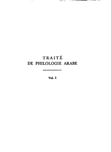 Traité de philologie arabe, V. 1.