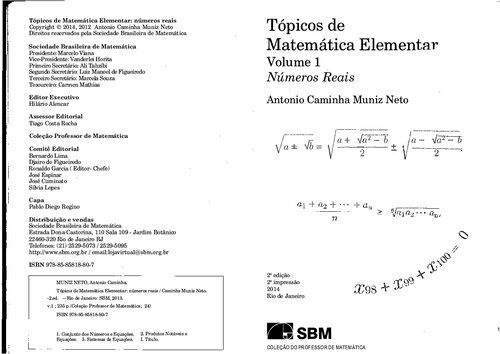 Tópicos de Matemática Elementar - Volume 1 Números Reais