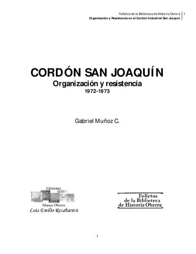 Cordón San Joaquín: Organización y resistencia 1972-1973