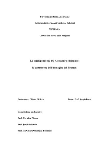 La corrispondenza tra Alessandro e Dindimo: la costruzione dell’immagine dei Bramani