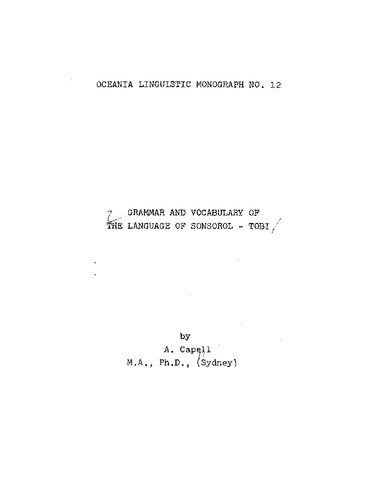 Grammar and vocabulary of the language of Sonsorol-Tobi