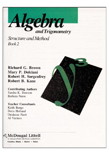 Algebra and Trigonometry: Structure and Method - Book 2