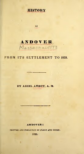 History of Andover [Massachusetts], from its settlement to 1829