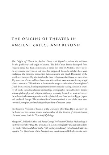 The Origins of Theater in Ancient Greece and Beyond: From Ritual to Drama