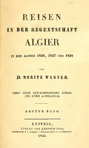 Reisen in der Regentschaft Algier in den Jahren 1836, 1837 und 1838