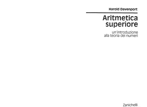 Aritmetica superiore. Un'introduzione alla teoria dei numeri