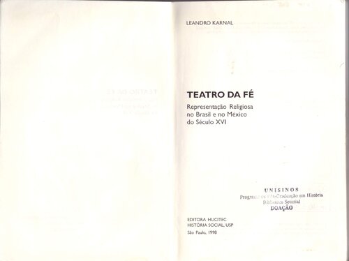 Teatro da fé: representação religiosa no Brasil e no México do século XVI