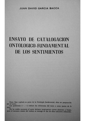 Ensayo de catalogación ontológico-fundamental de los sentimientos