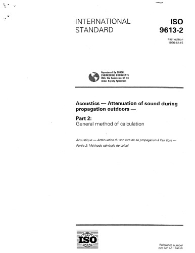 Acoustics - Attenuation of sound during propagation outdoors Part 2: General Method of calculation