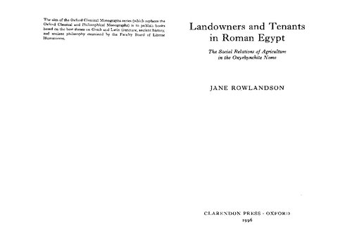 Landowners and Tenants in Roman Egypt