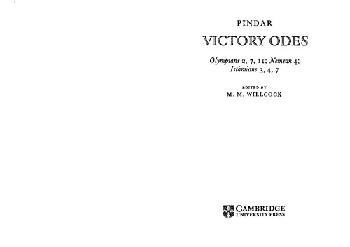 Pindar: Victory Odes: Olympians 2, 7 and 11; Nemean 4; Isthmians 3, 4 and 7