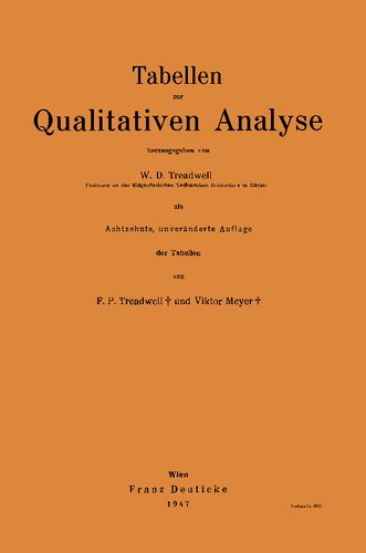 Tabellen und Vorschriften zur Qualitativen Analyse