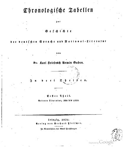 Chronologische Tabellen zur Geschichte der deutschen Sprache und National-Literatur