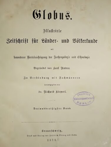 Globus. Illustrirte Zeitschrift für Länder- und Völkerkunde