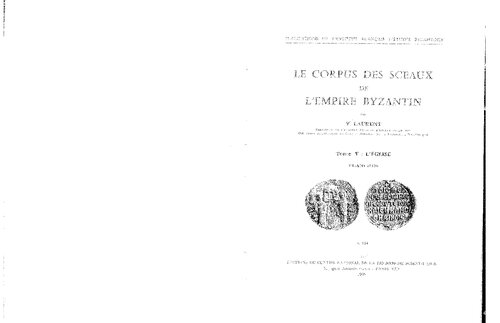 Le corpus des sceaux de l'empire byzantin (V: L'église. Planches)