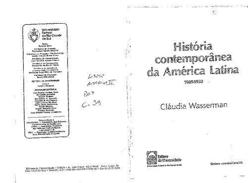 História Contemporêa da América Latina - 1900-1930