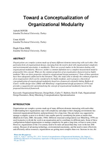 Toward a Conceptualization of Organizational Modularity