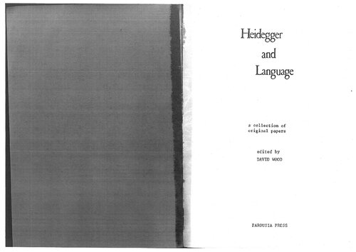 Heidegger and Language: A Collection of Original Papers