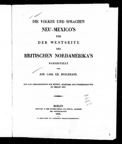 Die Völker und Sprachen Neu-Mexicos und der Westseite des britischen Nordamerikas