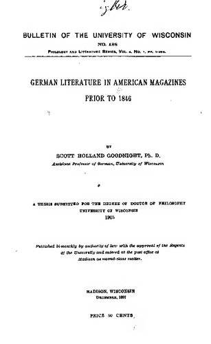 German Literature in American Magazines prior to 1846