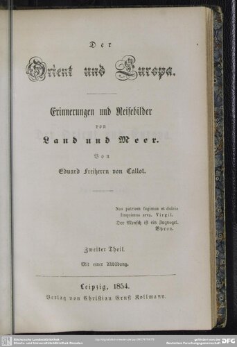 Der Orient und Europa. Erinnerungen und Reisebilder von Land und Meer