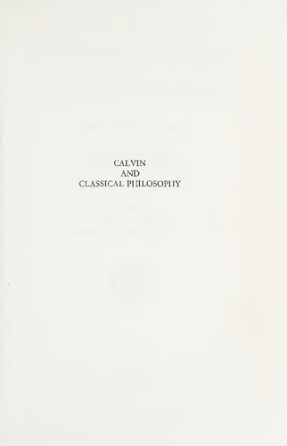 Calvin and Classical Philosophy