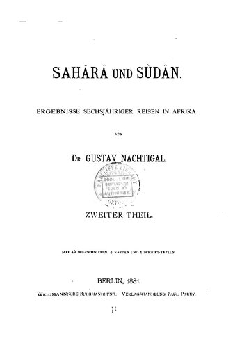 Sahara und Sudan. Ergebnisse sechsjähriger Reisen in Afrika