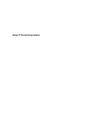 Design of thermal energy systems