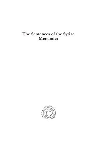 The Sentences of the Syriac Menander: Introduction, Text and Translation, and Commentary